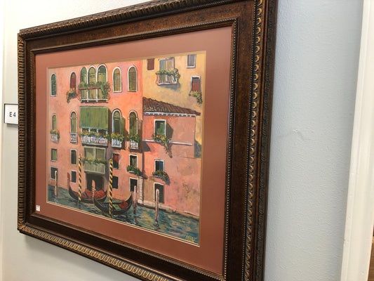 Colorful Scene of Homes and Gondolas by a Canal in Venice, Italy