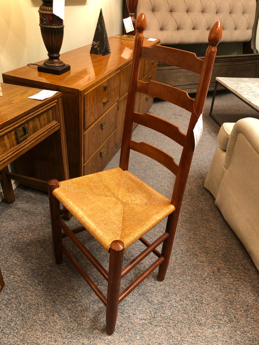 Straight-Back Wooden Chair w/Wicker Seat