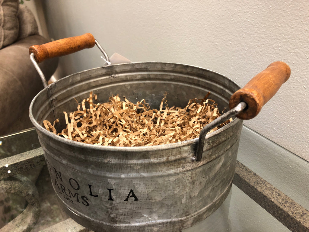 Small Metal "Magnolia" Container with Handles