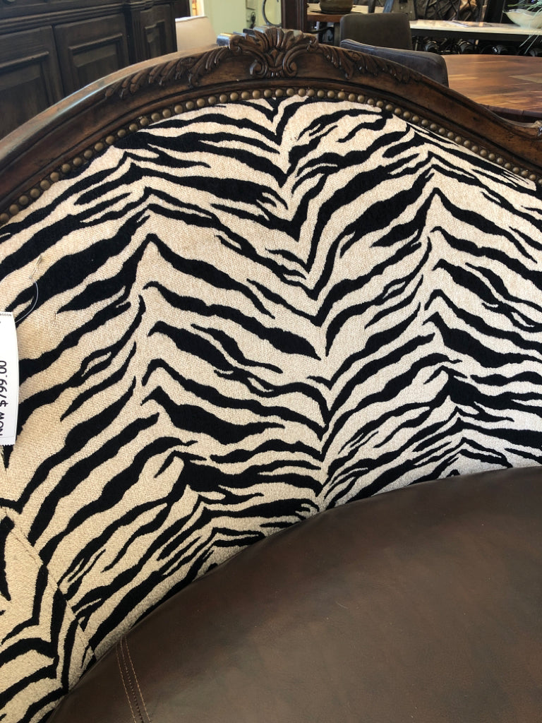 Zebra Print & Leather Settee