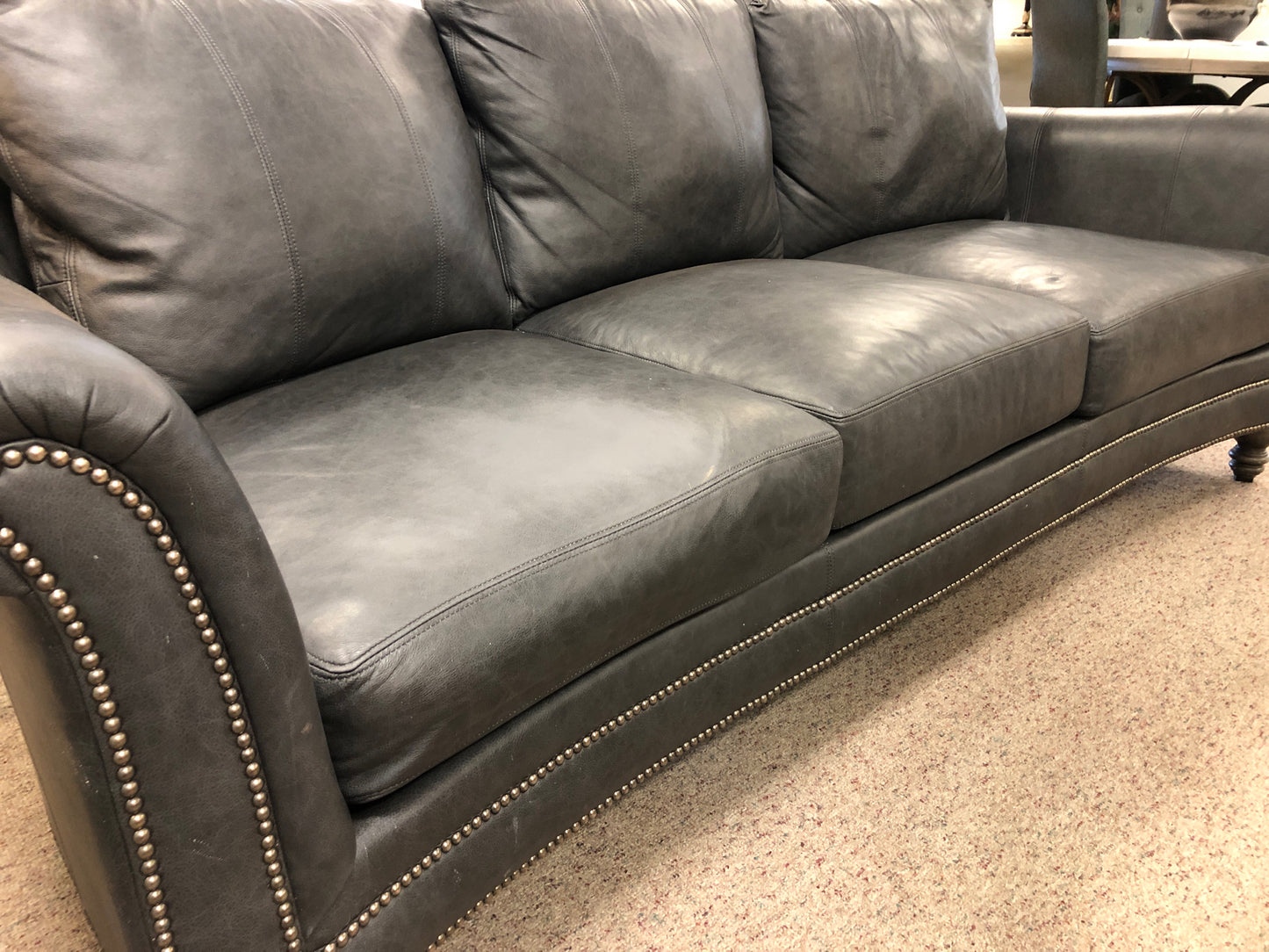 Bradington Young richardson Charcoal Black Leather Sofa (Originally $4559)