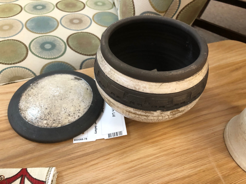 Brown/Tan Small Pot with Lid