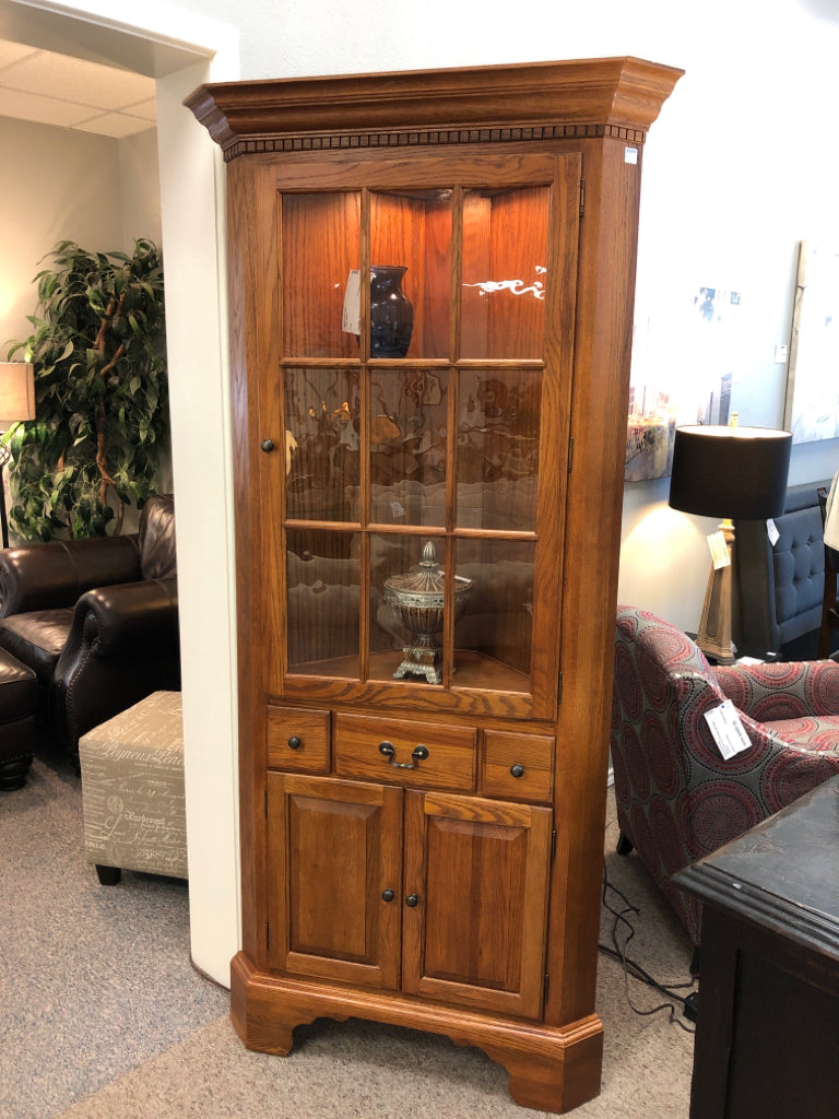 Wooden Corner Curio Cabinet