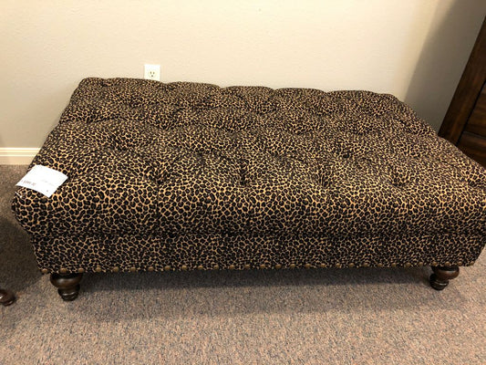 Cheetah Print Cloth Ottoman