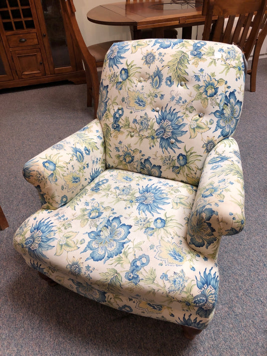 Blue & Green Floral Accent Chair