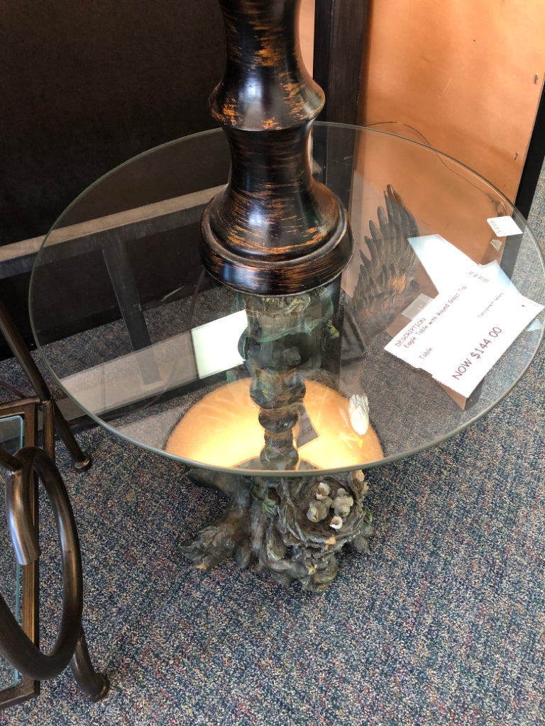 Eagle Table with Round Glass Top