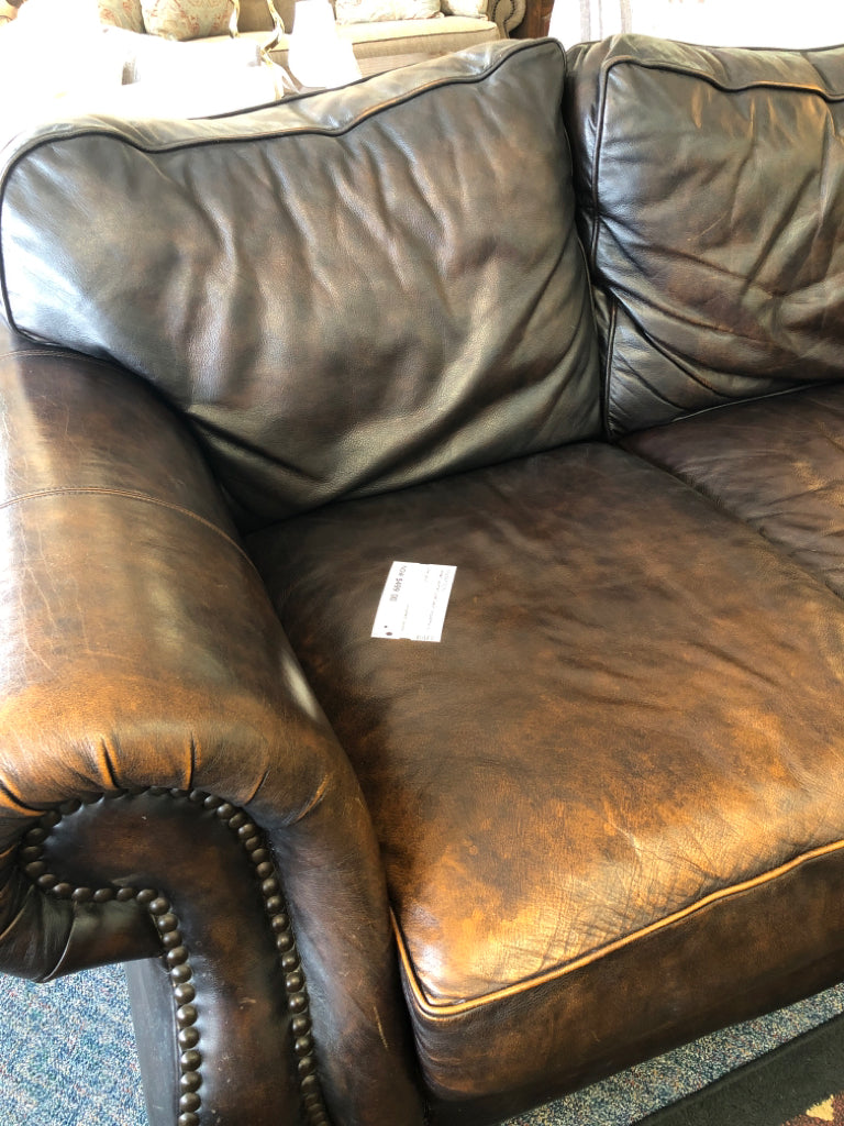 Brown Leather Love Seat (Haverty's)