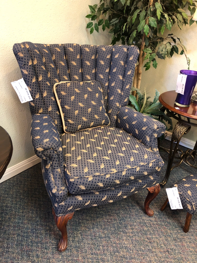 Blue Wingback Chair (2 available)