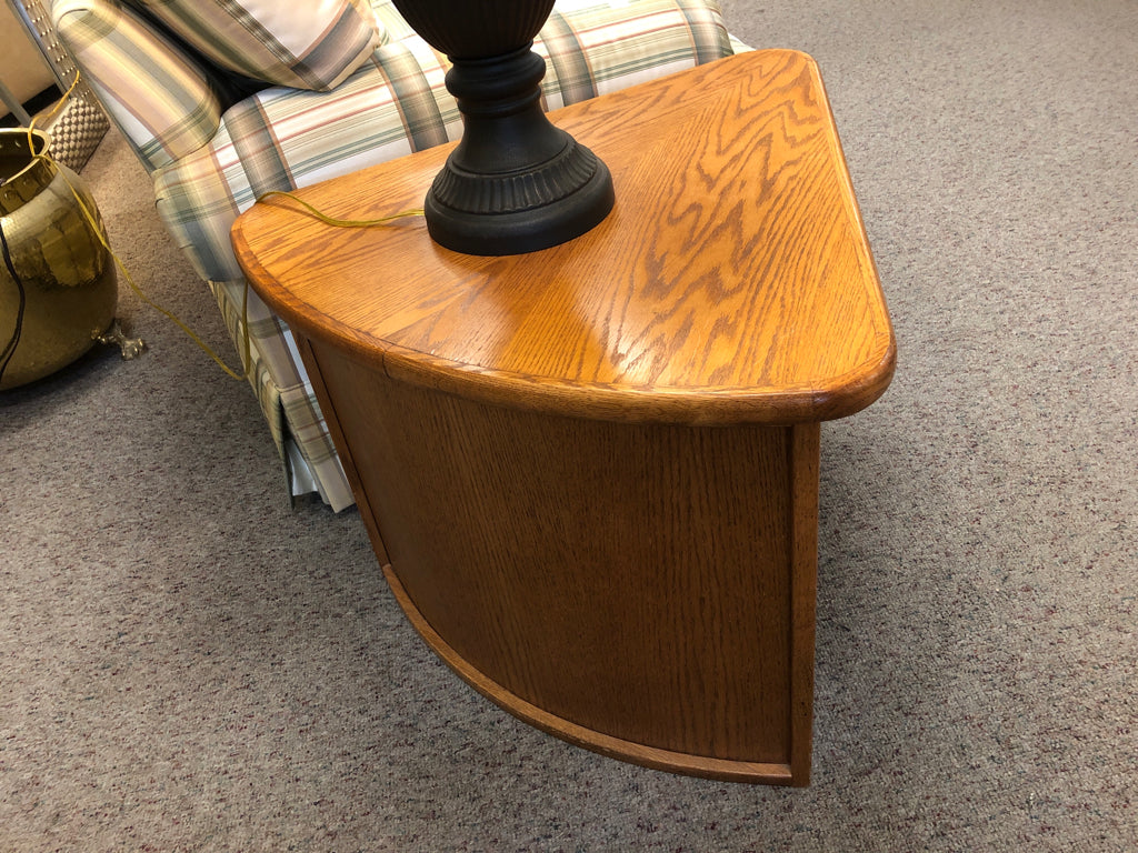 Light Wood Triangular Side Table