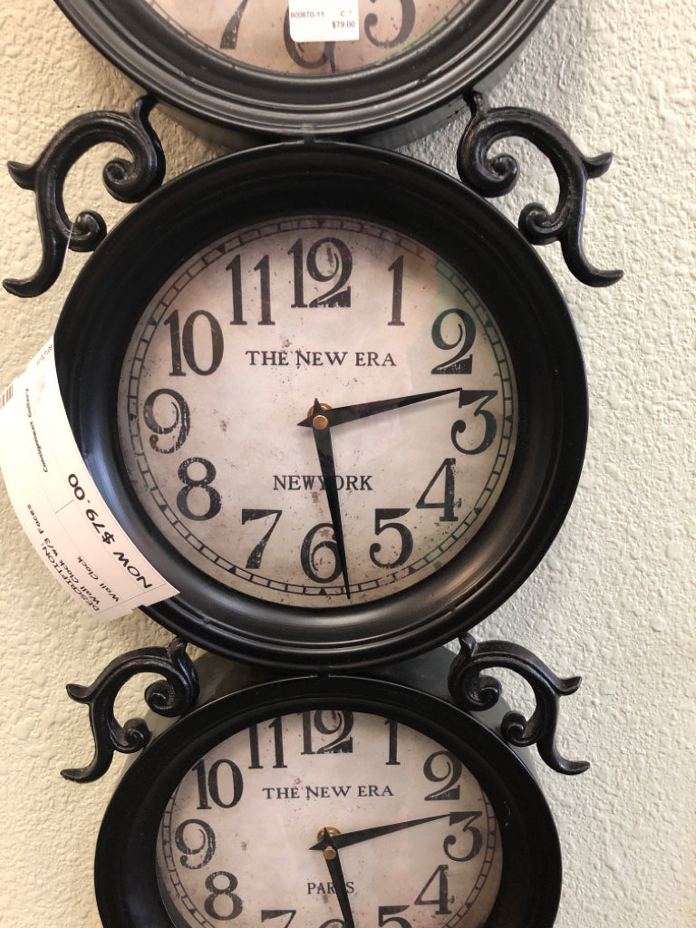 Wall Clock w/3 Faces