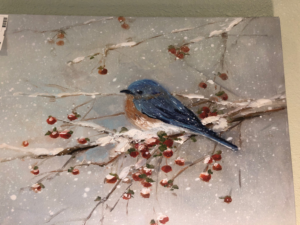 Canvas of Bird on a Berry Branch