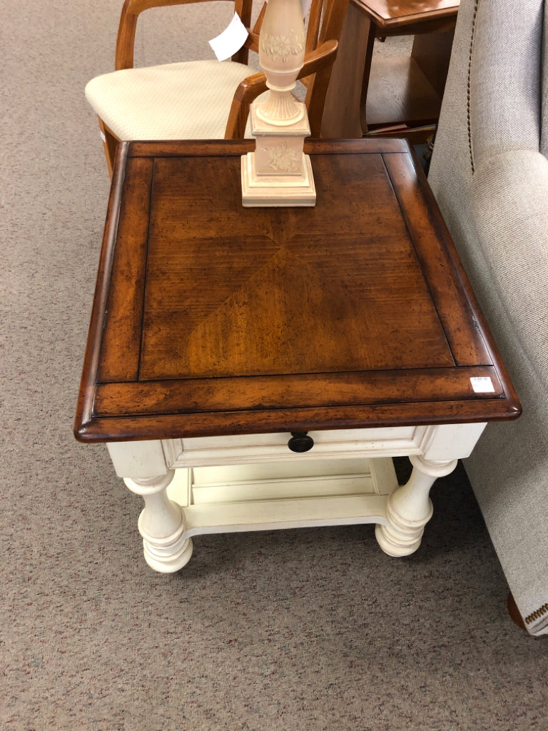 Cream & Light Wood End Table from Haverty's