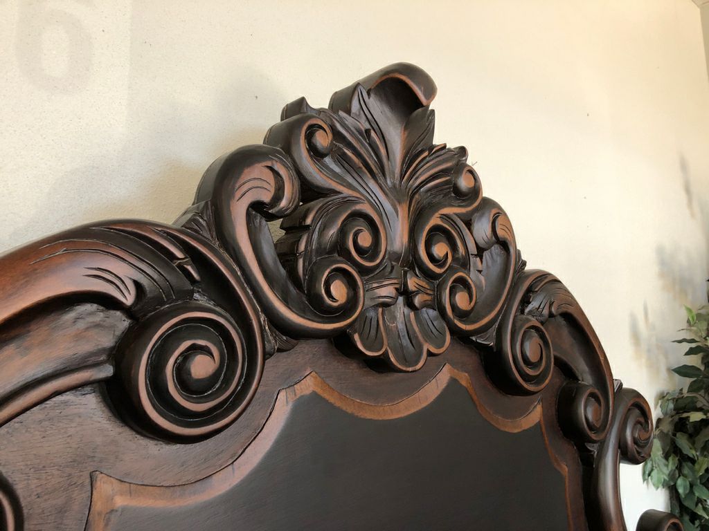 Ornate Wood Queen Headboard and Footboard