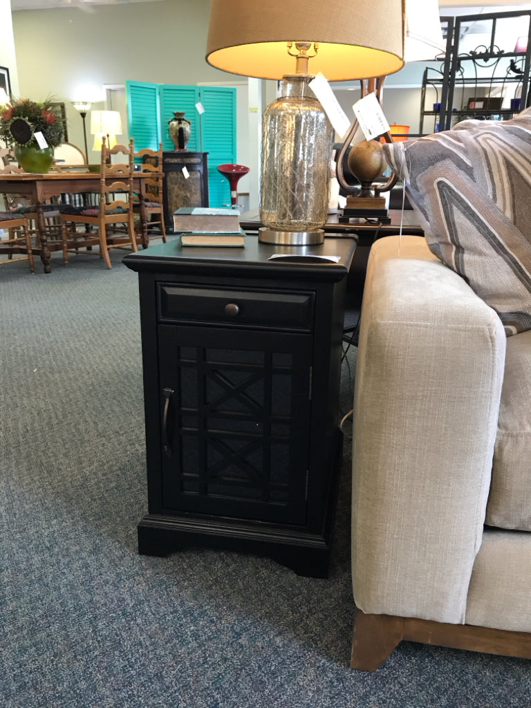 Black Night Stand w/ Electrical Plug