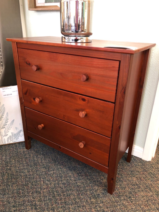Redish Wood Chest with 3 Drawers
