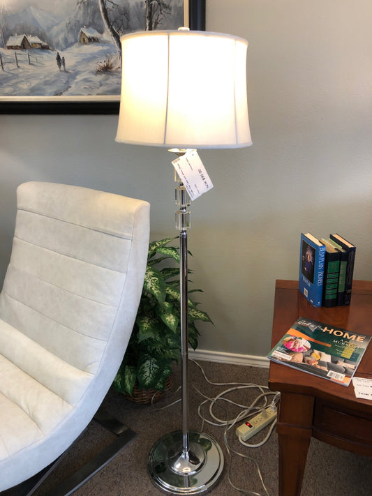 Chrome Floor Lamp with White Shade