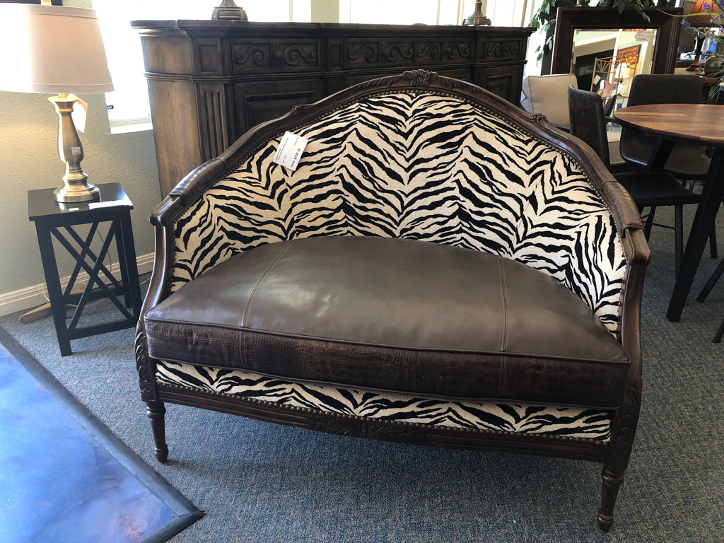 Zebra Print & Leather Settee