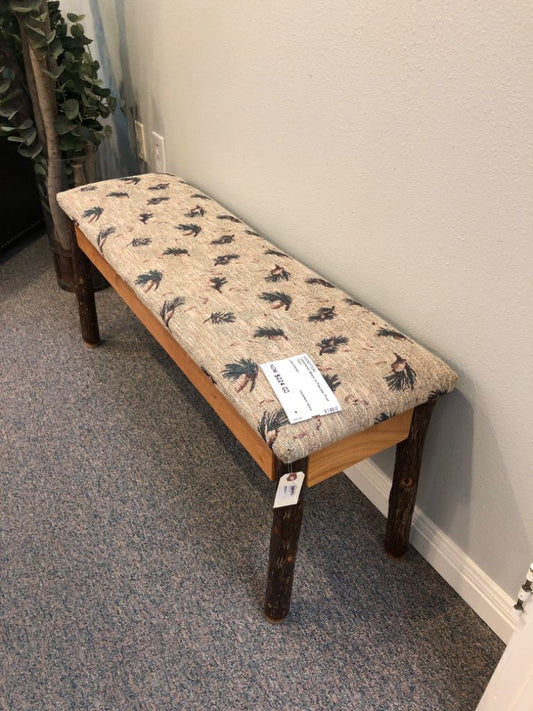 Upholstered Bench in Pinecone Print Fabric