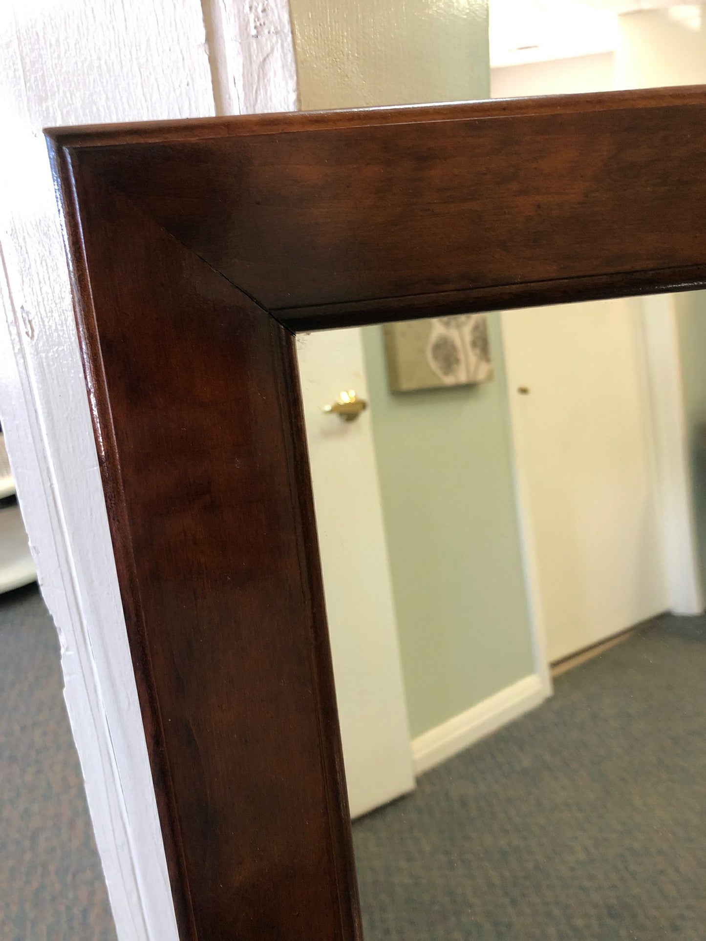 Brown Wood Hanging Mirror