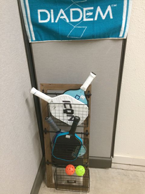 Diadem Pickleball Paddles and Indoor Demo Area