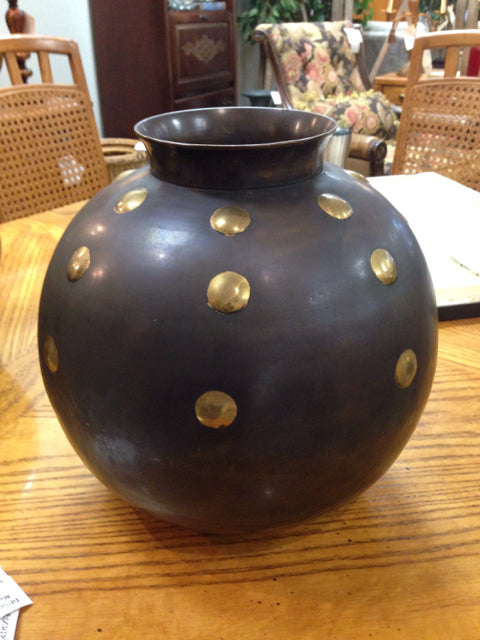 Metal Vase with Gold Dots