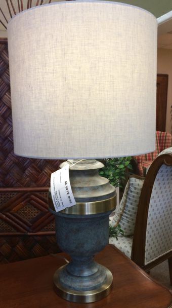 Gray & Gold Base Lamp with Cream Shade
