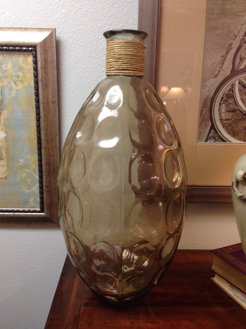Large Glass Amber Vase
